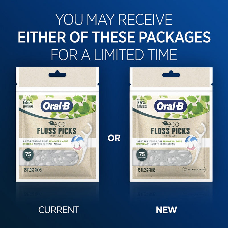 Oral-B Eco Dental Floss Picks - Sustainable Mint - 75ct