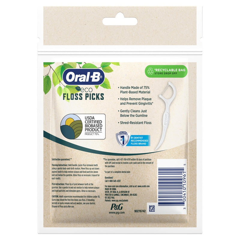 Oral-B Eco Dental Floss Picks - Sustainable Mint - 75ct