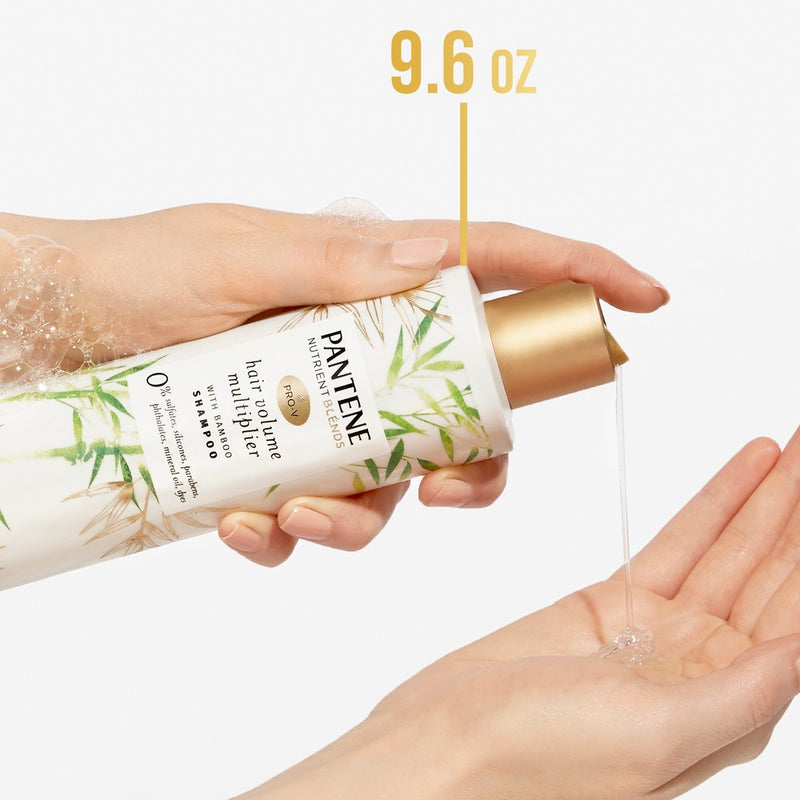 Pantene Nutrient Blends Silicone Free Bamboo Shampoo, Volume Multiplier for Fine Thin Hair - 9.6 fl oz