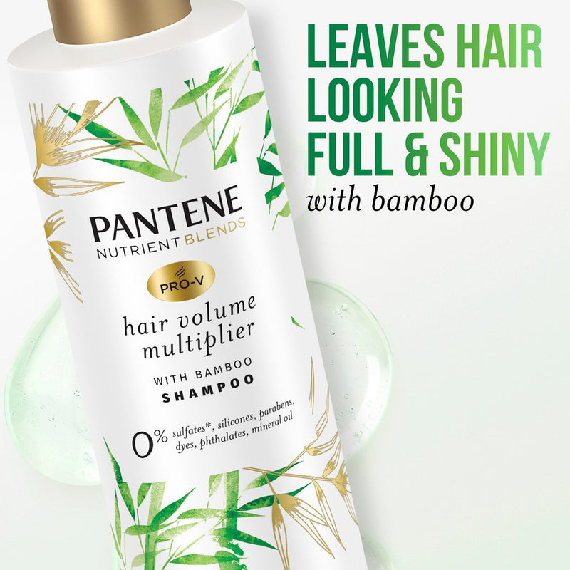 Pantene Nutrient Blends Silicone Free Bamboo Shampoo, Volume Multiplier for Fine Thin Hair - 9.6 fl oz