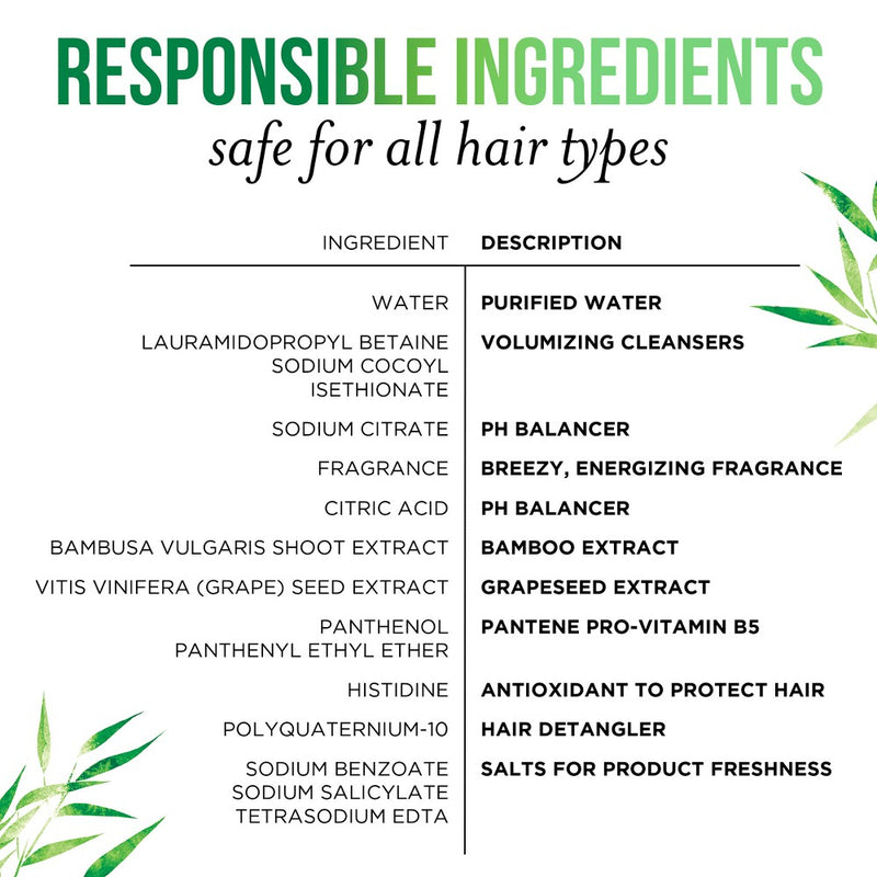 Pantene Nutrient Blends Silicone Free Bamboo Shampoo, Volume Multiplier for Fine Thin Hair - 9.6 fl oz