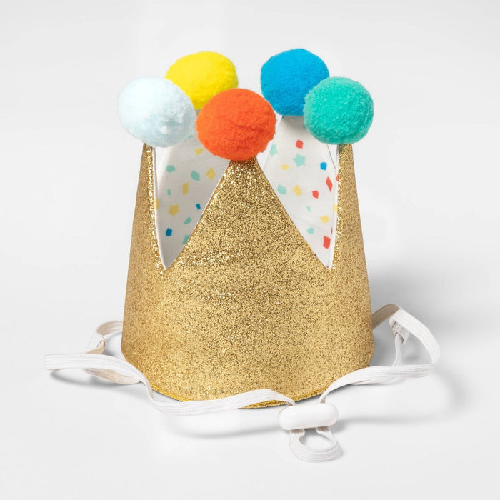 Birthday Crown Dog Hat - Gold - 6" - Boots & Barkley