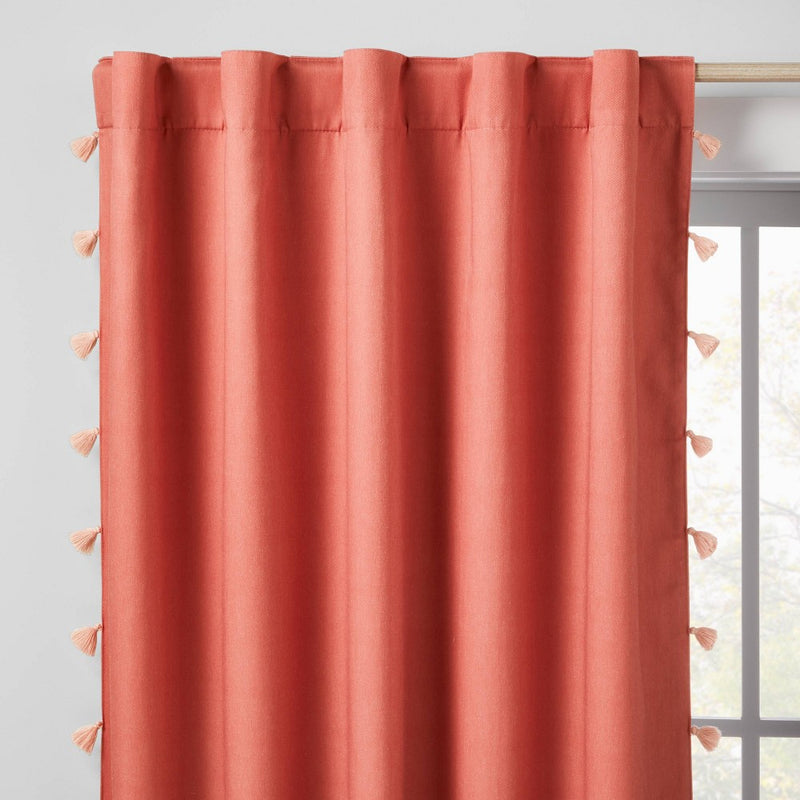 63" Blackout Tassel Kids' Curtain Panel Rose Pink - Pillowfort