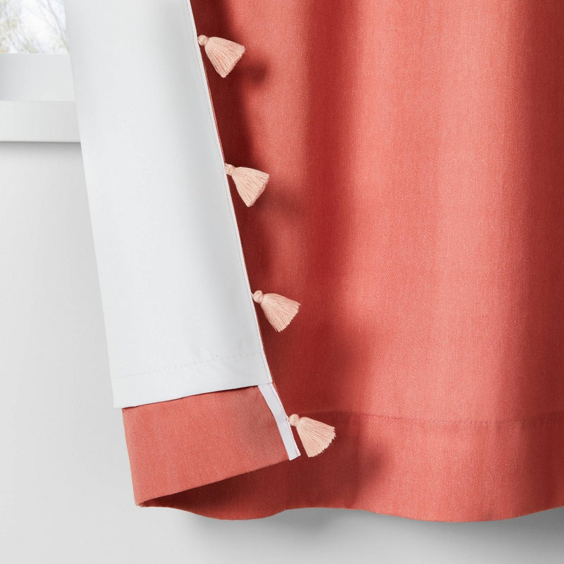 63" Blackout Tassel Kids' Curtain Panel Rose Pink - Pillowfort