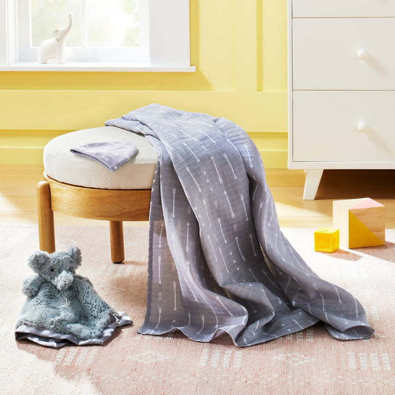 Elephant Small Security Blanket Crib Toy - Gray - Cloud Island