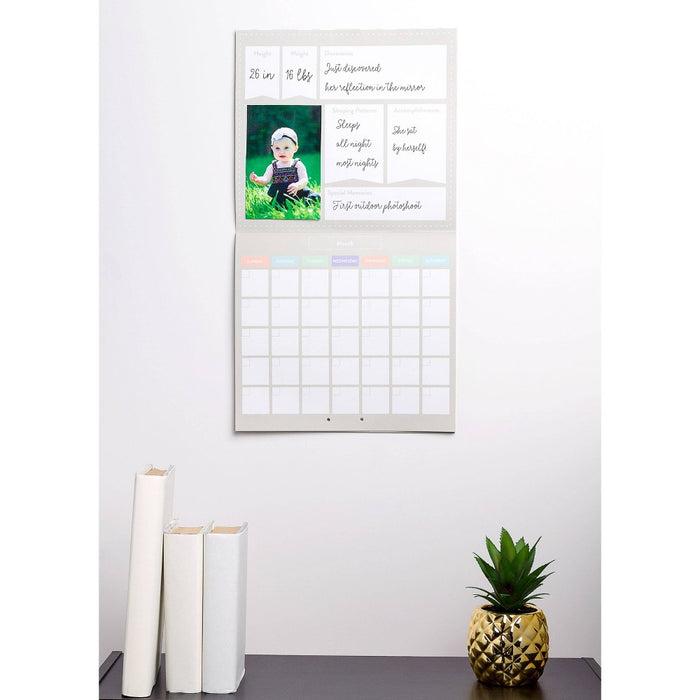 Pearhead First Year Calendar - Gray Chevron