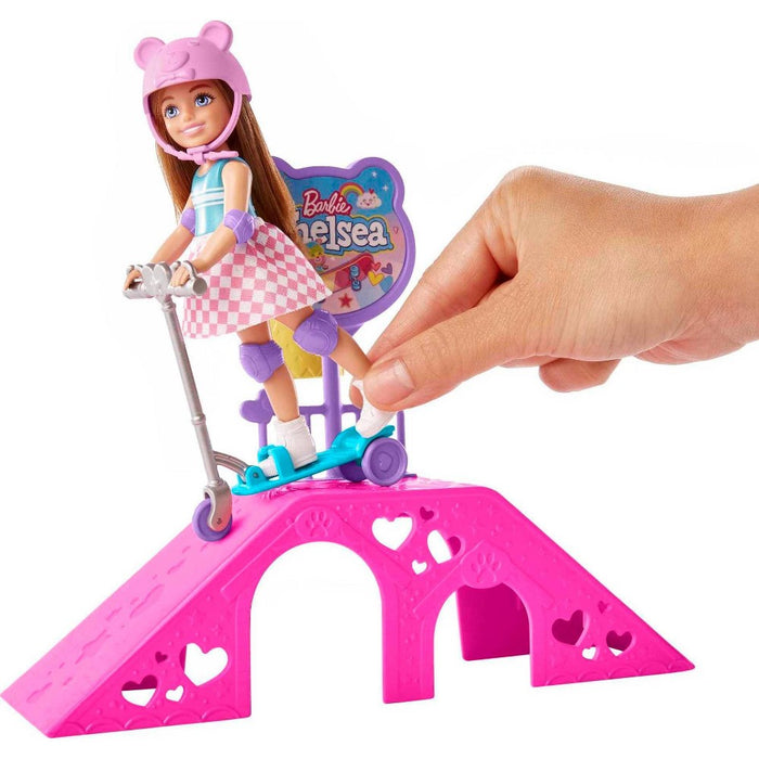 Barbie Chelsea Doll and Accessories Skatepark Playset with 2 Puppies and 15+ pc