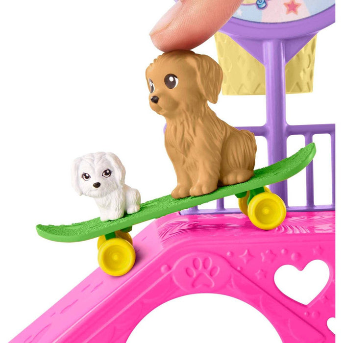 Barbie Chelsea Doll and Accessories Skatepark Playset with 2 Puppies and 15+ pc