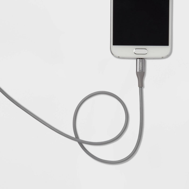 6' Micro-USB to USB-A Round Cable - heyday Cool Gray/Silver