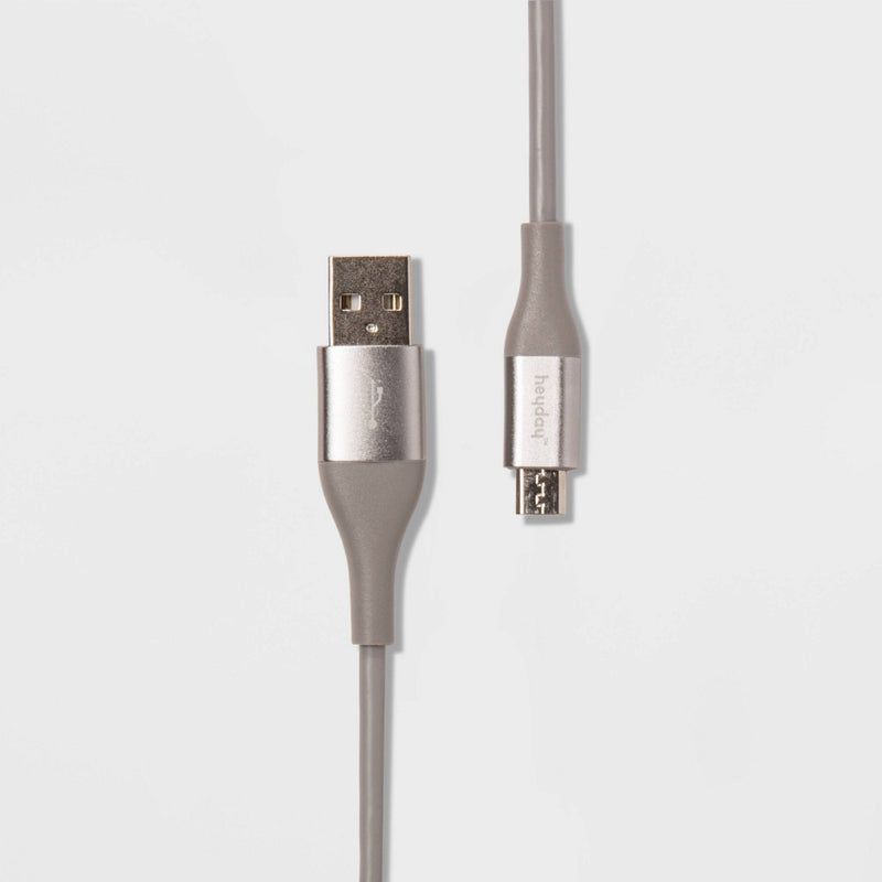 6' Micro-USB to USB-A Round Cable - heyday Cool Gray/Silver