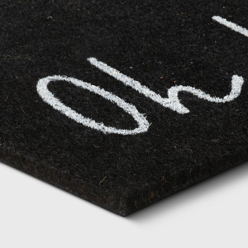 1'6"x2'6" Oh Hello Doormat Black - Threshold (LOCAL PICKUP ONLY)