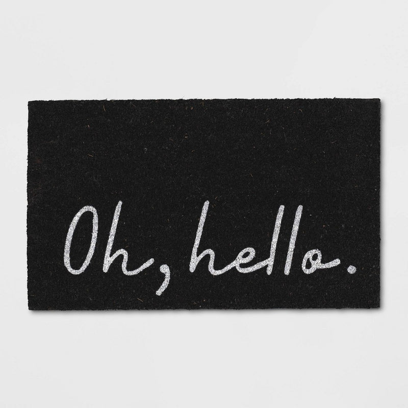 1'6"x2'6" Oh Hello Doormat Black - Threshold (LOCAL PICKUP ONLY)