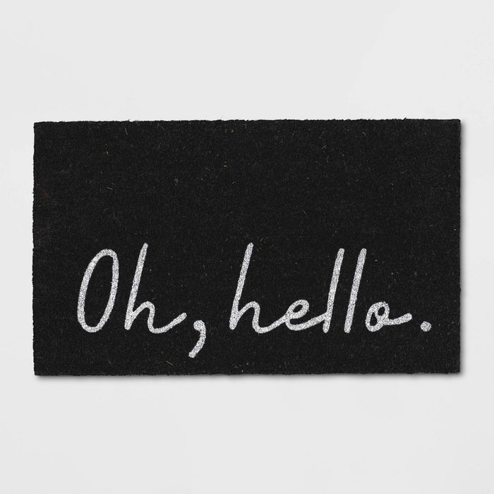 1'6"x2'6" Oh Hello Doormat Black - Threshold (LOCAL PICKUP ONLY)