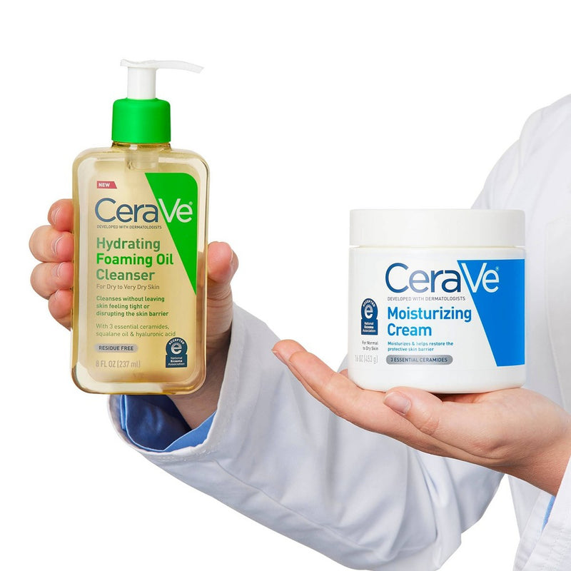 CeraVe Hydrating Foaming Cleansing Oil Face Wash with Squalane Oil, Triglyceride and Hyaluronic Acid For Dry to Very Dry Skin - 8 fl oz