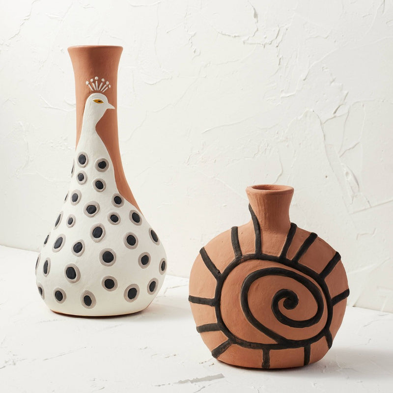 Spiral Shell Terracotta Vase Brown - Opalhouse designed with Jungalow