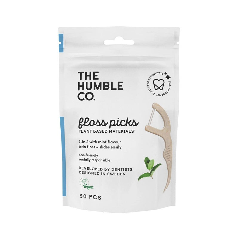 The Humble Co., 2-In-1 Floss Picks, Mint, 50 Picks