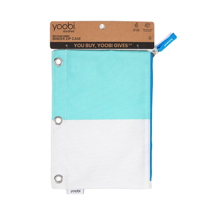 Single Zipper Pencil Case Case Aqua Color Block - Yoobi