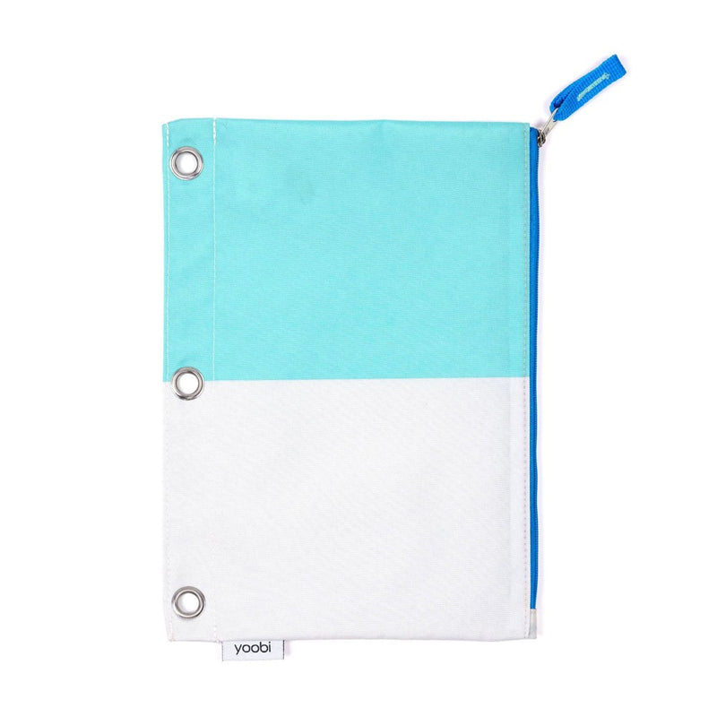 Single Zipper Pencil Case Case Aqua Color Block - Yoobi