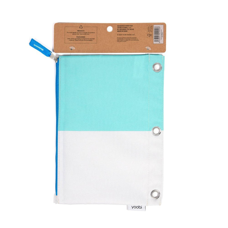 Single Zipper Pencil Case Case Aqua Color Block - Yoobi