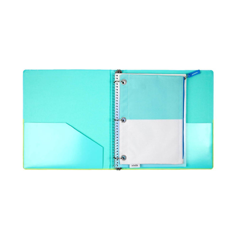 Single Zipper Pencil Case Case Aqua Color Block - Yoobi