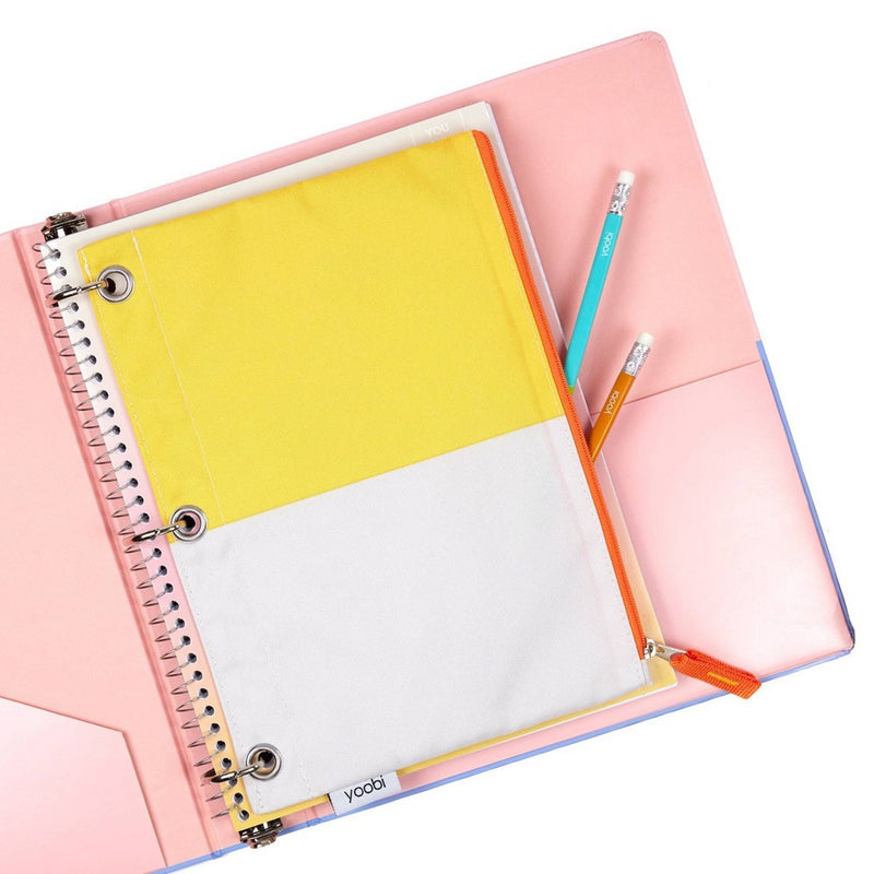 Single Zipper Pencil Case Yellow Color Block - Yoobi