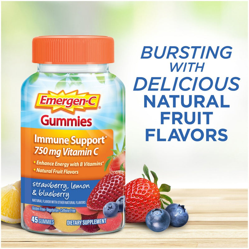 Emergen-C Vitamin C Gummies - Strawberry, Lemon & Blueberry - 45ct