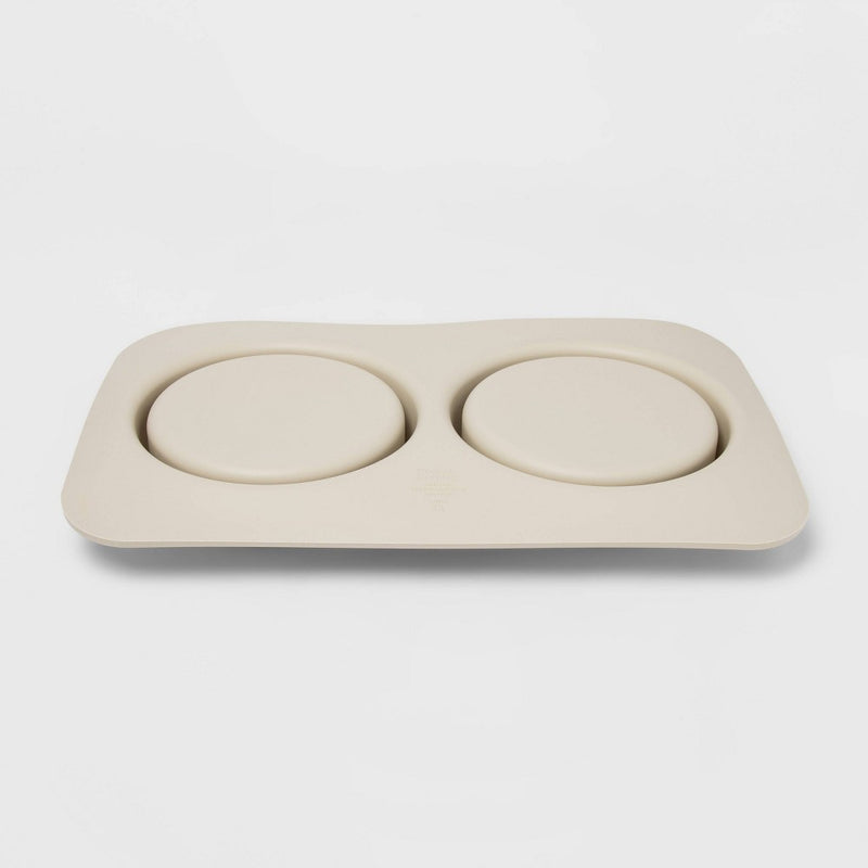 Silicone Pet Mat + Stainless Steel Double Diner - 3.5 Cups - Boots & Barkley