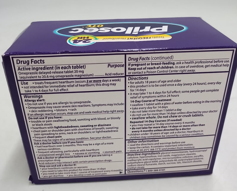 Prilosec OTC Omeprazole 20mg Delayed-Release Tablets - 42ct EXP:12/2026