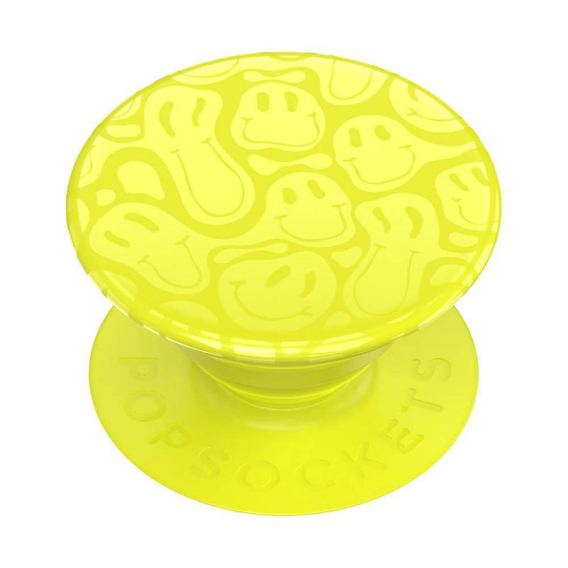PopSockets PopGrip Cell Phone Grip & Stand - Neon Jolt Yellow Smiley Melt