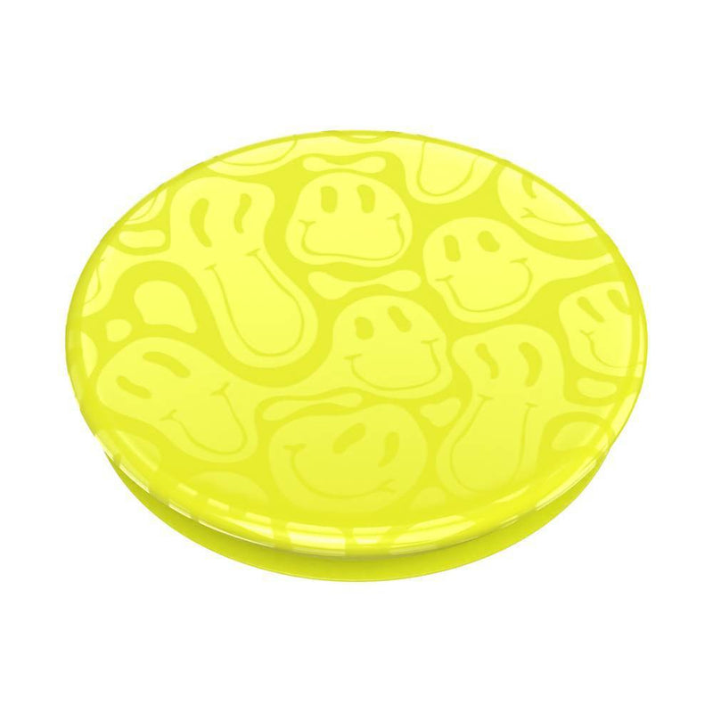 PopSockets PopGrip Cell Phone Grip & Stand - Neon Jolt Yellow Smiley Melt