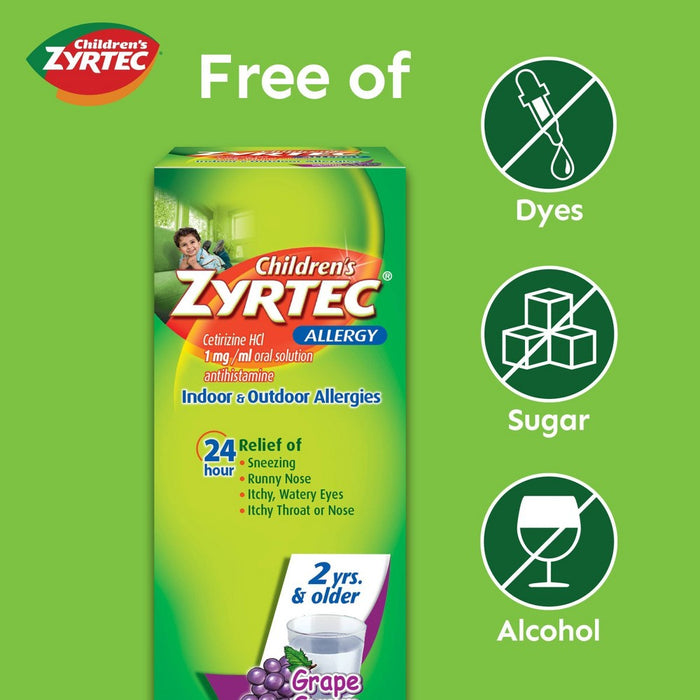 Children's Zyrtec 24 Hour Allergy Relief Syrup - Grape - Cetirizine - 8 fl oz