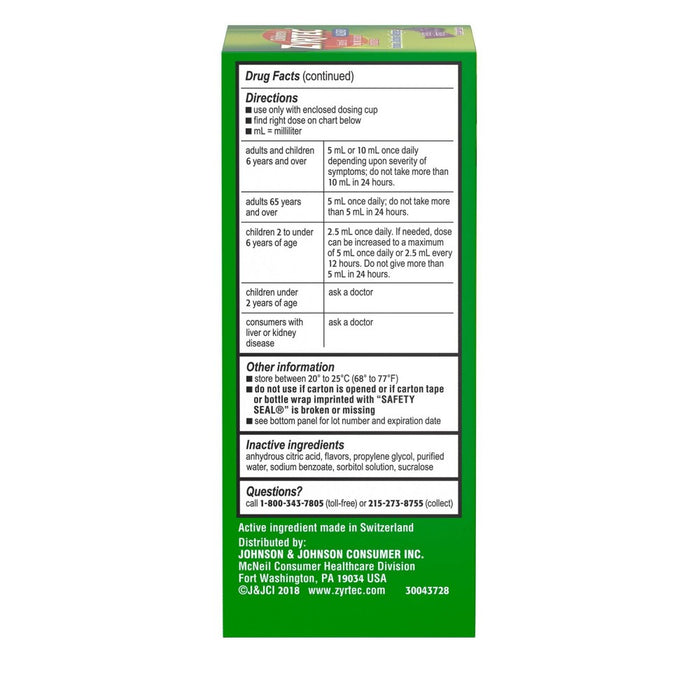 Children's Zyrtec 24 Hour Allergy Relief Syrup - Grape - Cetirizine - 8 fl oz