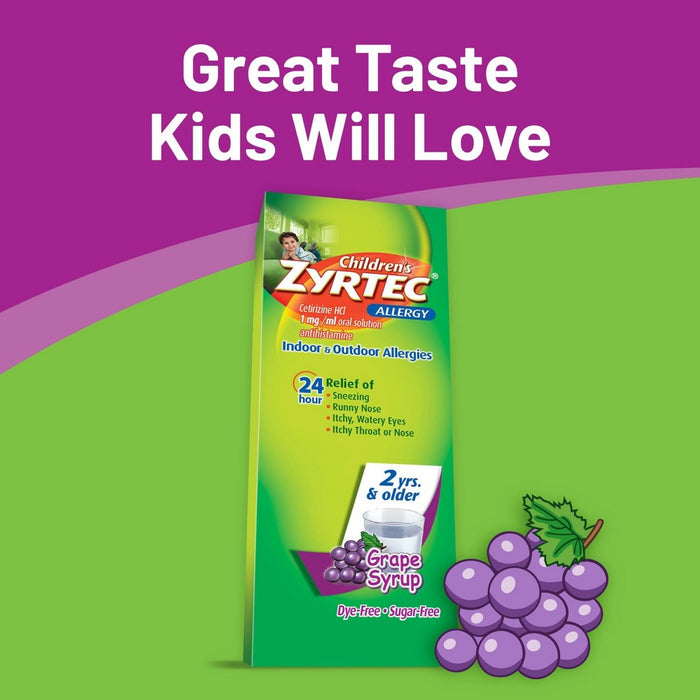 Children's Zyrtec 24 Hour Allergy Relief Syrup - Grape - Cetirizine - 8 fl oz
