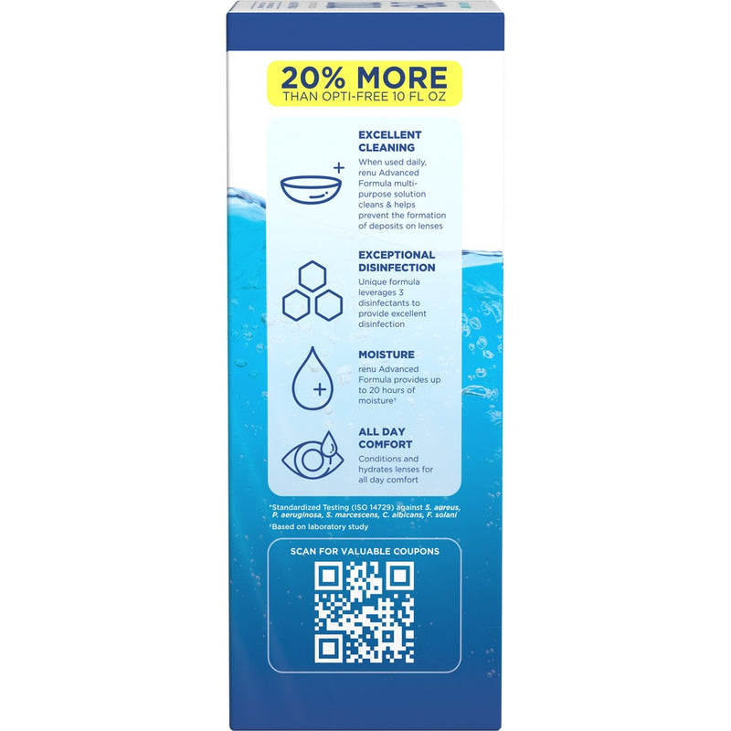 Renu Contact Solution, Advanced Triple Disinfectant Formula -12 fl oz EXP:01/2026