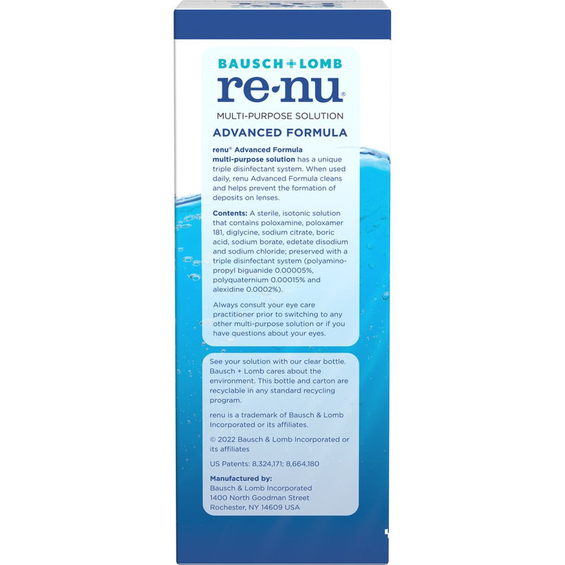 Renu Contact Solution, Advanced Triple Disinfectant Formula -12 fl oz EXP:01/2026