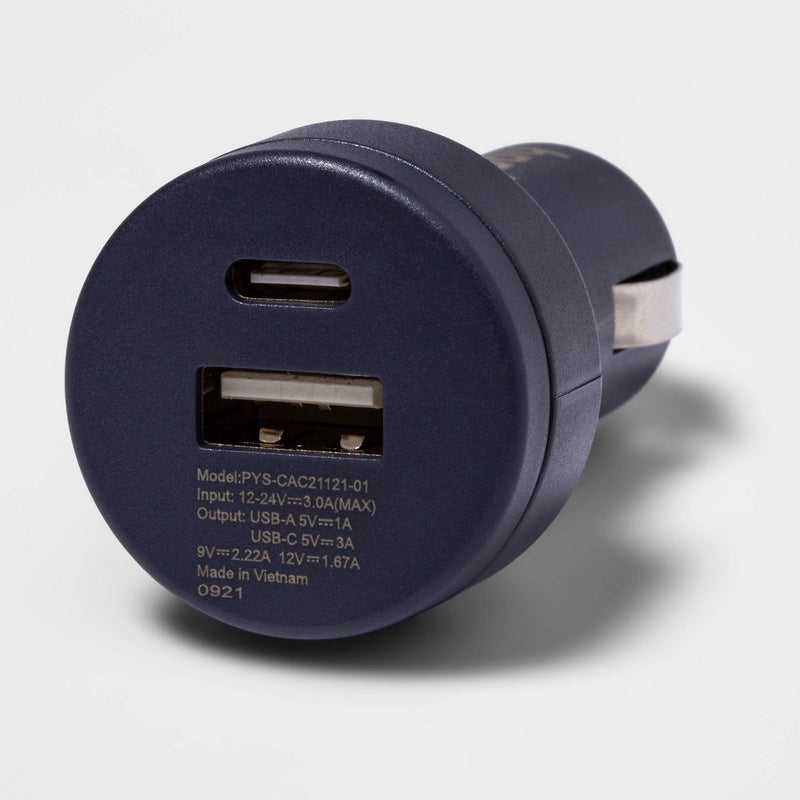 Dual Port 25W Car Charger - heyday Dusk Blue