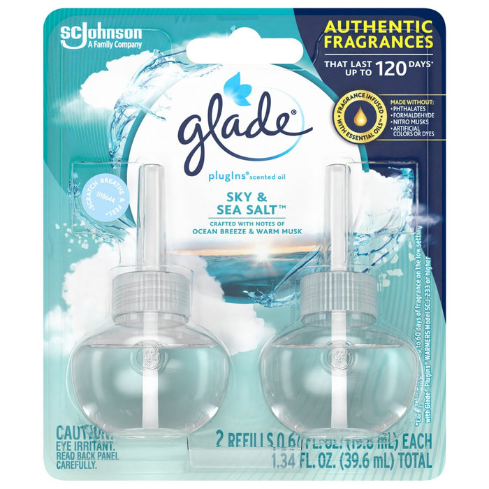 Glade PlugIns Scented Oil Air Freshener Refills - Sky & Sea Salt - 1.34 fl oz/2pk