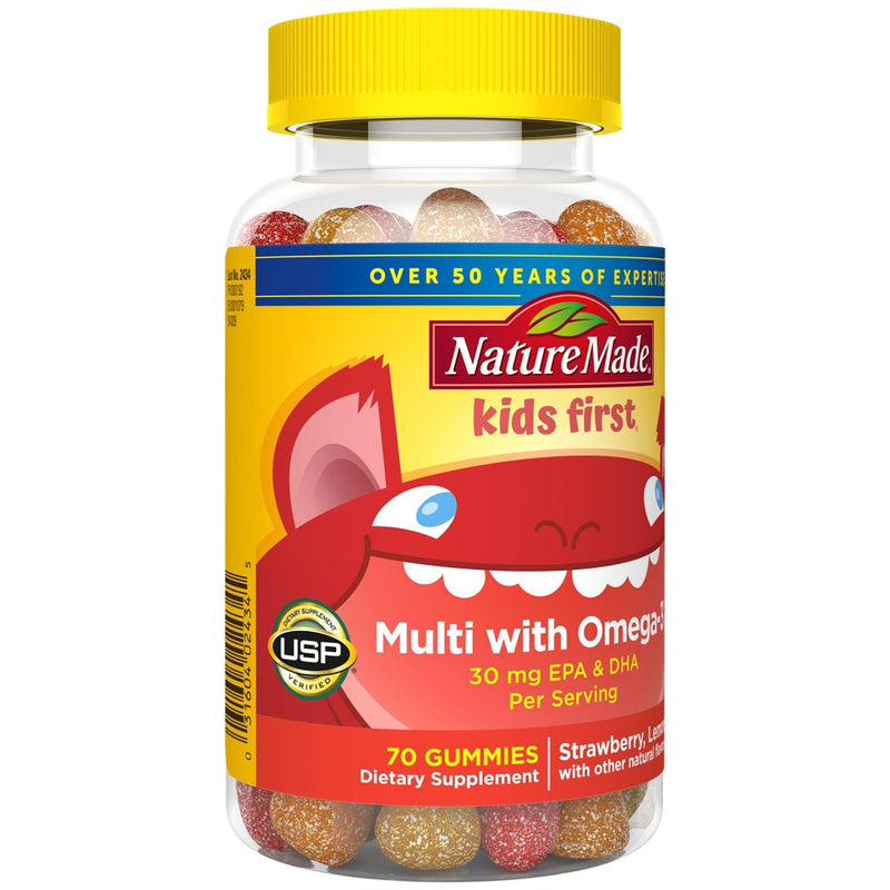 Nature Made Kids First Multivitamin + Omega 3 Gummies - Strawberry, Lemon & Orange - 70ct