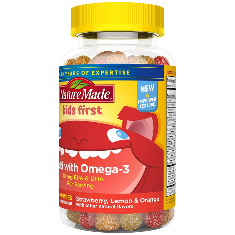 Nature Made Kids First Multivitamin + Omega 3 Gummies - Strawberry, Lemon & Orange - 70ct