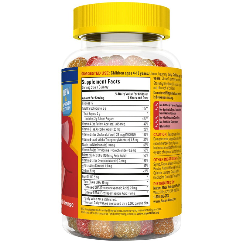 Nature Made Kids First Multivitamin + Omega 3 Gummies - Strawberry, Lemon & Orange - 70ct