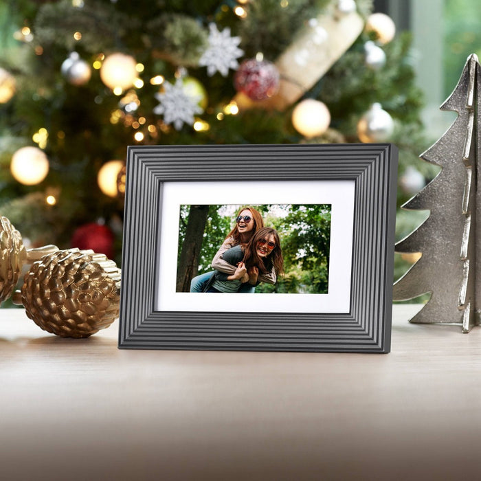 7" Digital Picture Frame with Mat Gray Wood - Polaroid