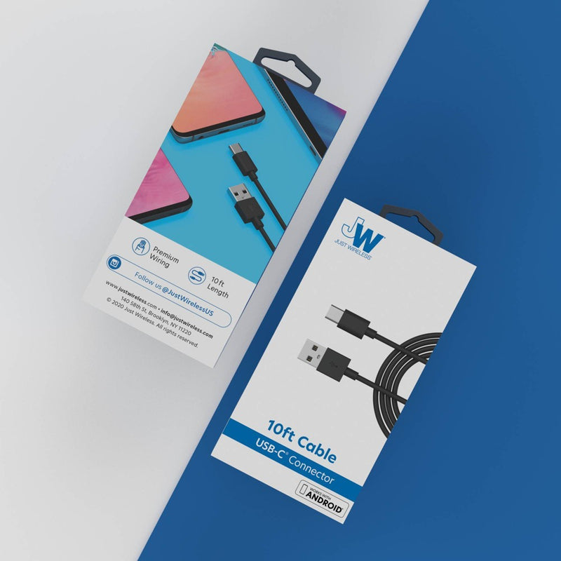 Just Wireless 10' TPU Type-C to USB-A Cable - Black