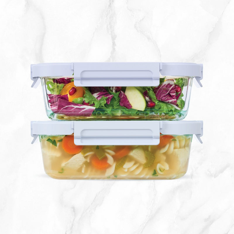 Bentgo 2pc 4.4c Glass Meal Prep Container Set Blue Quartz