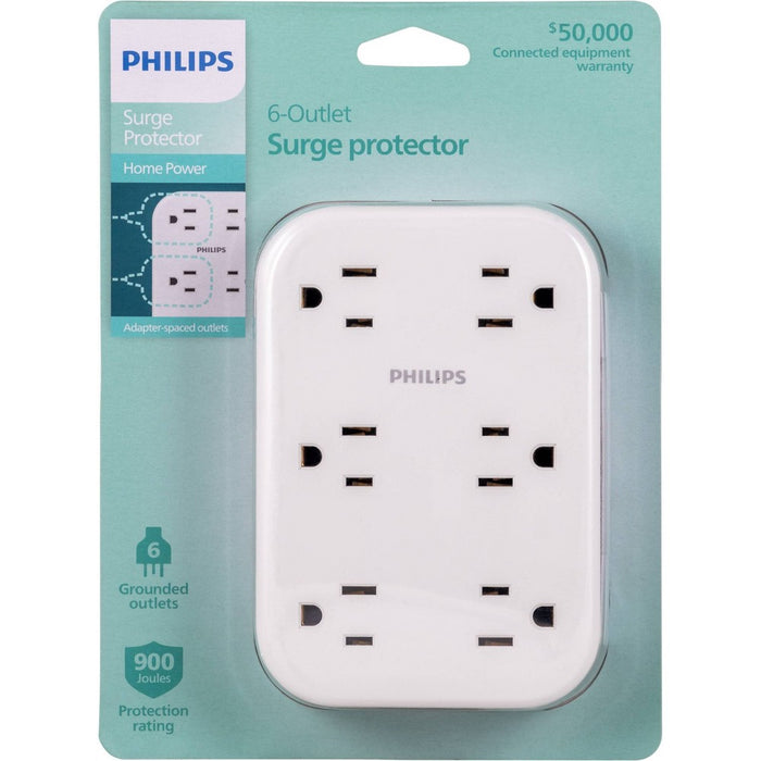 Philips 900J 6-Outlet Surge Tap - White