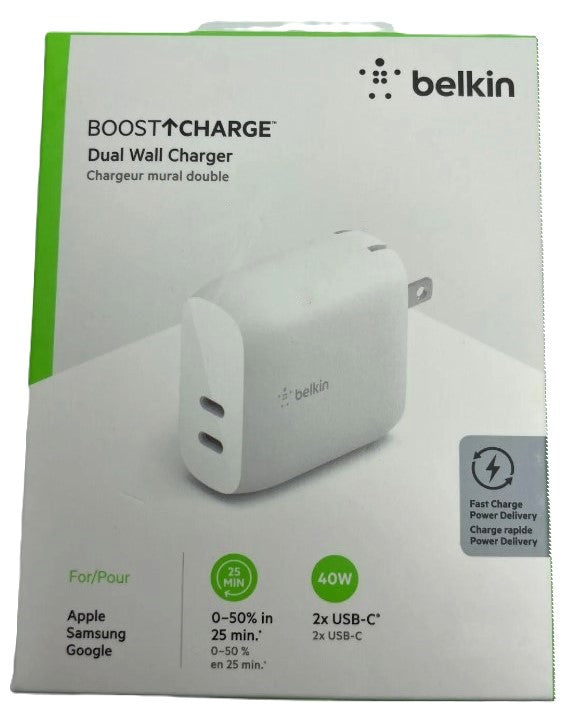 Belkin BoostCharge (20W) Dual USB-C with (40W) Stand Alone Wall Charger