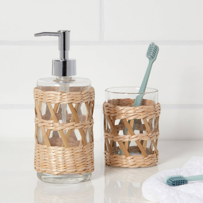 Woven and Glass Soap Pump Natural - Threshold