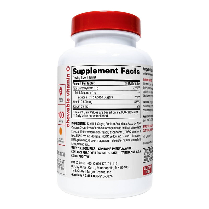Vitamin C Chewable Tablets - Tropical Fruit - 100ct - up & up