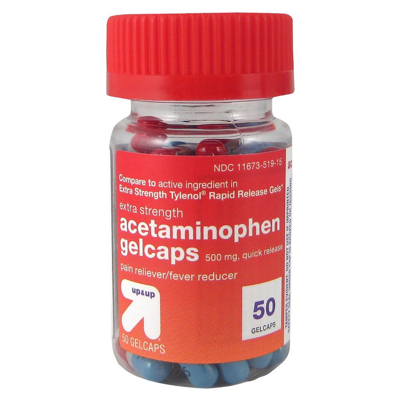 Acetaminophen Extra Strength Pain Reliever + Fever Reducer Quick Release Gelcaps - 50ct - up & up