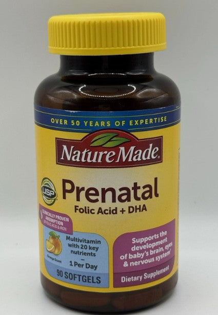 Nature Made Prenatal with Folic Acid + DHA, Softgels - 90ct - EXP: 02/2027