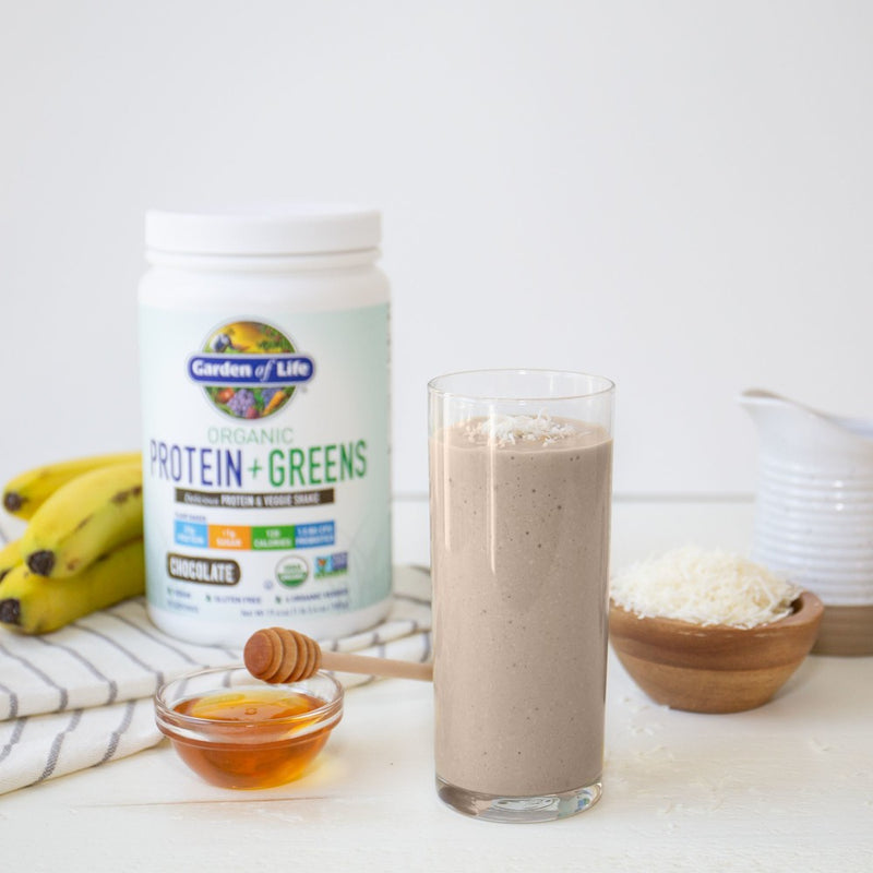 Garden of Life Organic Vegan Protein + Greens Plant Based Shake Mix - Chocolate - 19.4oz